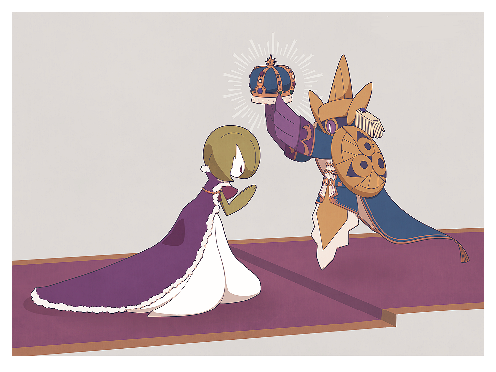 aegislash, asgr_pww, blue_cape, cape, carpet, closed_eyes, coronation, crown