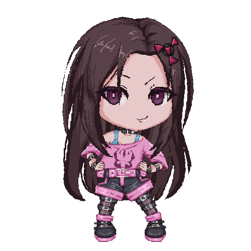 1girl, animated, animated_gif, arm_belt, belt, boots, bra, breasts, brown_hair, choker, commission, commissioner_upload, dancing, digital_hazard, dusk_(wayanfa), hair_ornament, helltaker, long_hair, lowres, non-web_source, original, orion_asteriou, pantyhose, pink_eyes, pixel_art, shirt, shorts, sigil, small_breasts, t-shirt, thigh_belt, thigh_strap, transparent_background, underwear