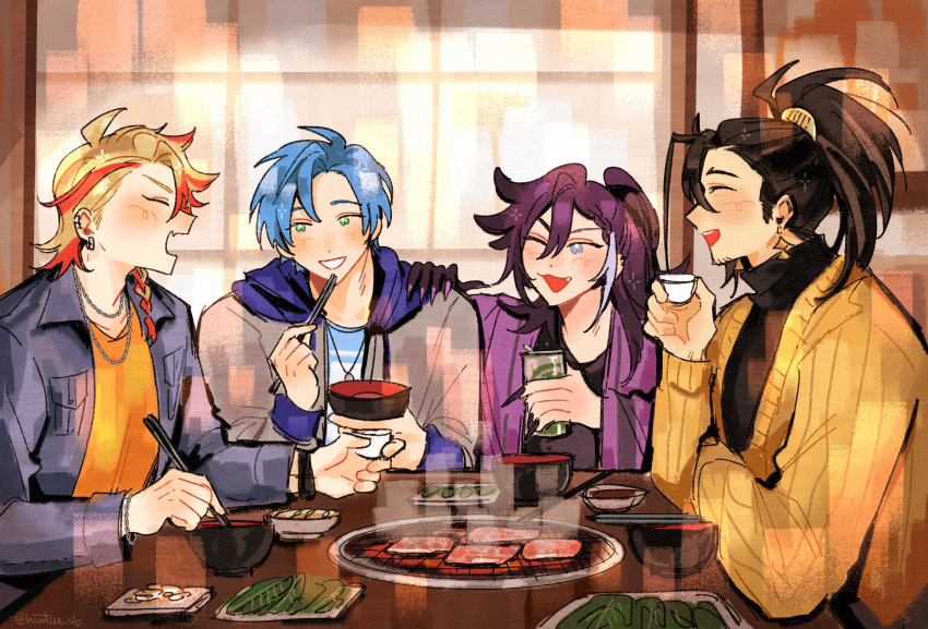 4boys, axel_syrios, banzoin_hakka, black_hair, blonde_hair, blue_eyes, blue_hair, blush