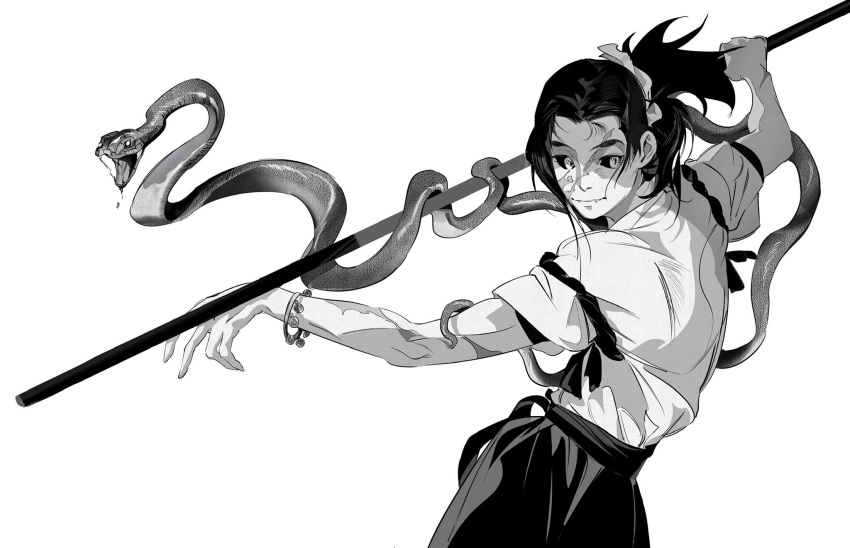1girl, androgynous, animal, bell, chinese_clothes, closed_mouth, colored_sclera, daxing_jia_quan