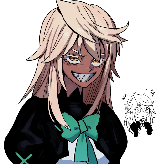 1girl, blonde_hair, dark-skinned_female, dark_skin, guilty_gear, guilty_gear_xrd, hair_between_eyes, long_hair