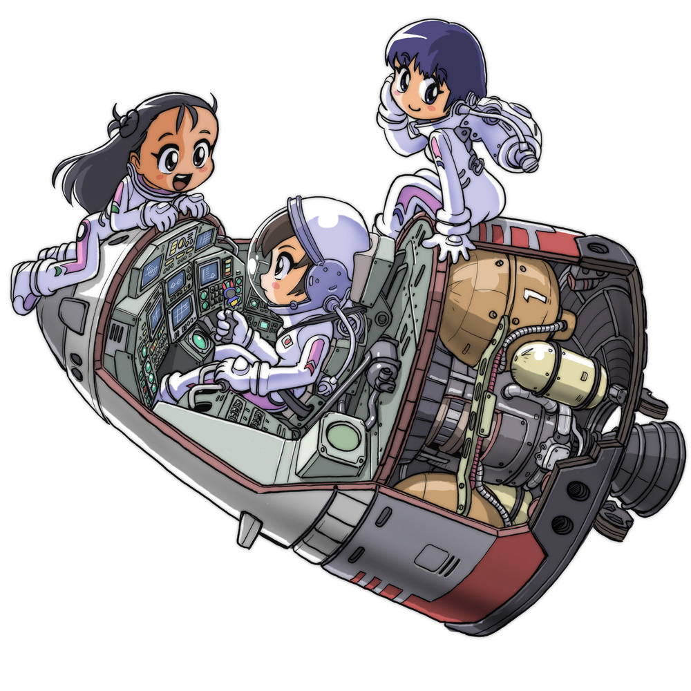 bodysuit, chibi, doll, engine, kiichi, matsuri, miura_akane_(rocket_girls), morita_matsuri
