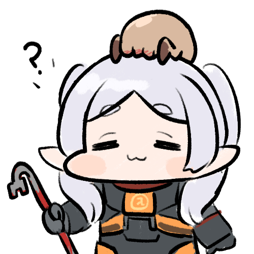 1girl, :3, =_=, ?, blush_stickers, chibi, closed_eyes, commentary
