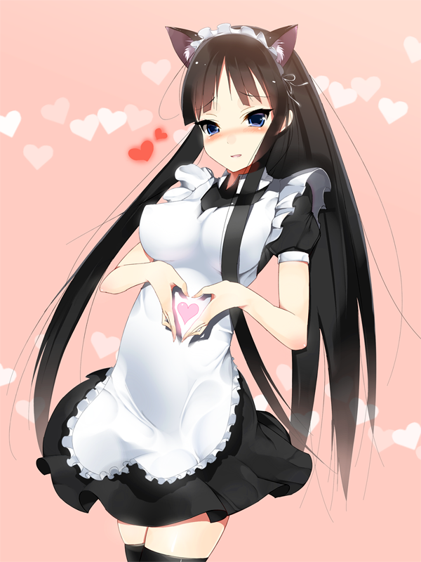 animal_ears, bad_id, black_hair, black_legwear, black_thighhighs, blue_eyes, blush, frills