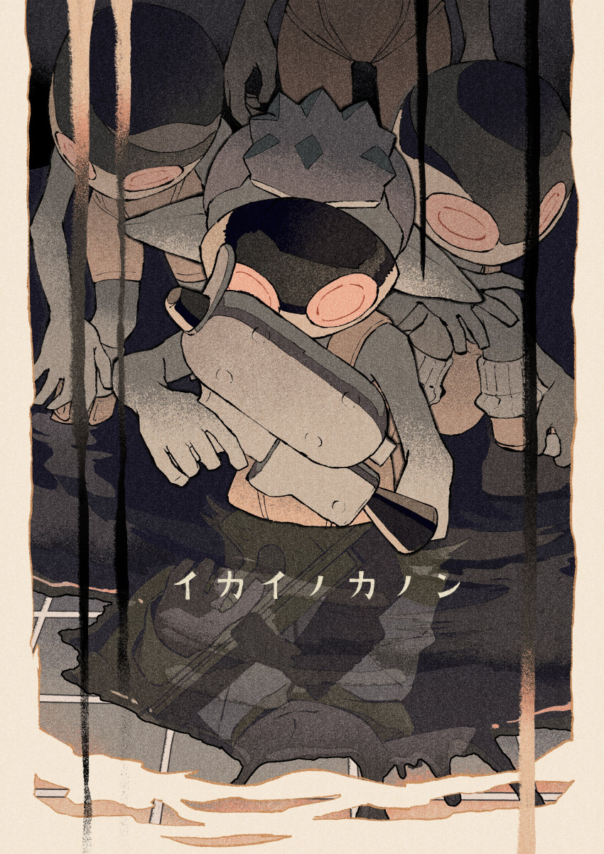 1boy, 3others, absurdres, border, commentary_request, highres, iwamushi, jelleton
