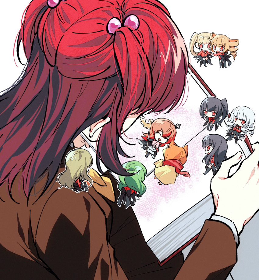 1boy, 6+girls, ako_(eanaaati1), animal_hood, ascot, asmodeus_(umineko), beelzebub_(umineko), belphegor_(umineko)