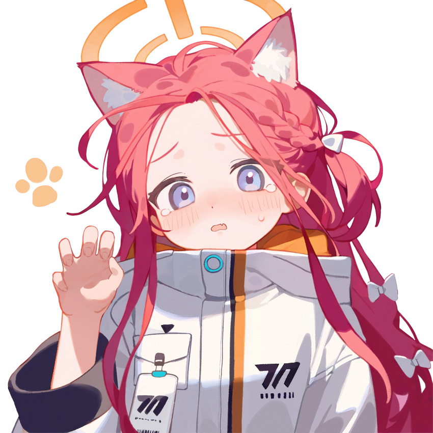 1girl, absurdres, animal_ear_fluff, animal_ears, blue_archive, blush, bow, cat_ears