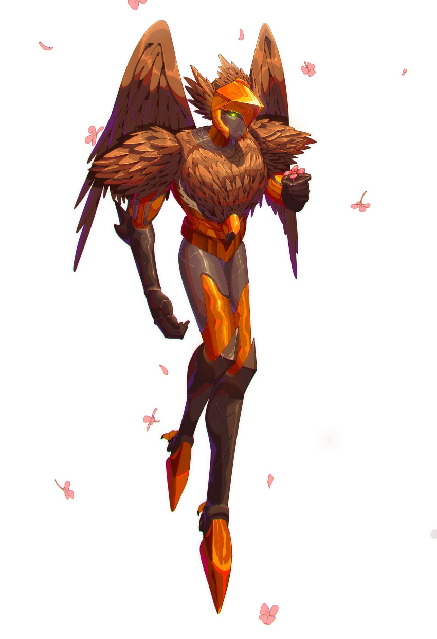 1girl, absurdres, airazor, beast_wars, beast_wars:_transformers, feathers, flower, full_body