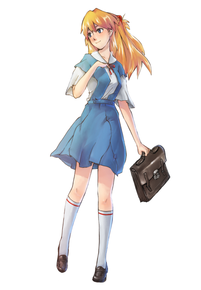 blue_eyes, bow, kneehighs, korosuke1, long_hair, mary_janes, neon_genesis_evangelion, orange_hair, ribbon, school_uniform, shoes, socks, souryuu_asuka_langley
