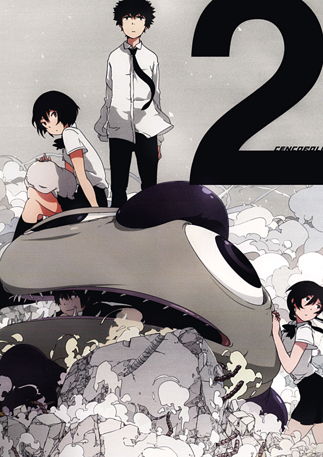 black_hair, cenco, cencoroll, kei_(cencoroll), necktie, ruins, school_uniform, shuu_(cencoroll)