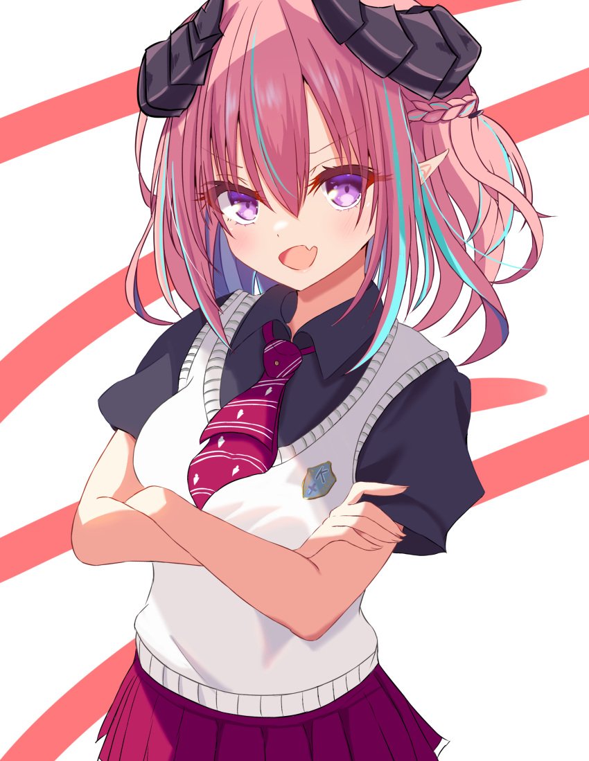 1girl, absurdres, aqua_hair, black_shirt, blush, braid, collared_shirt, commentary_request