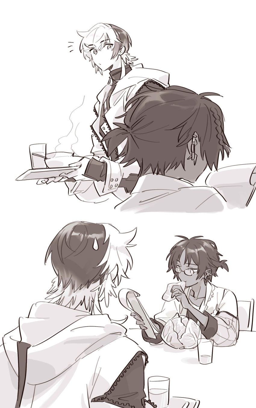 absurdres, arknights, asak_akni, cabbage, clipboard, earrings, elysium_(arknights), food