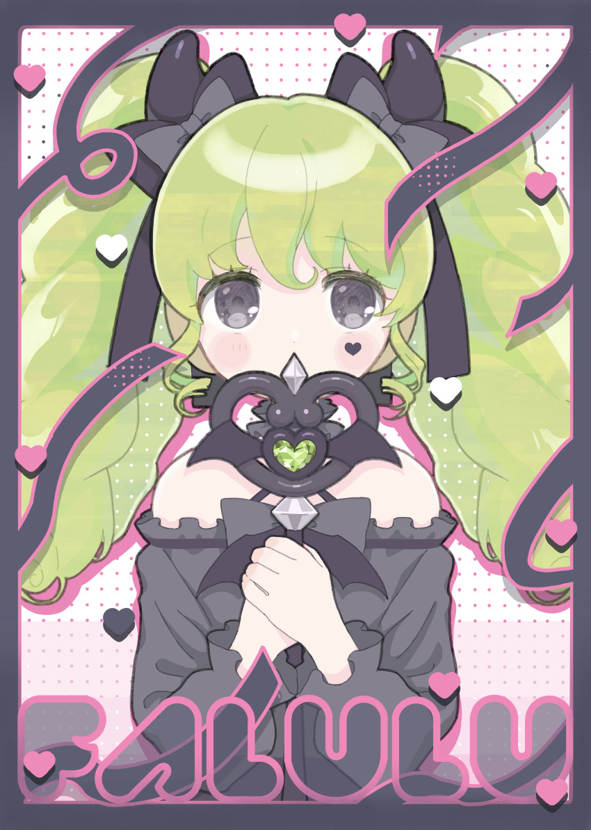 1girl, absurdres, bare_shoulders, black_border, black_bow, black_dress, black_ribbon, border