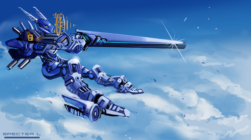 absurdres, artist_name, bionicle, clouds, english_commentary, flying, from_side, gali_(bionicle)