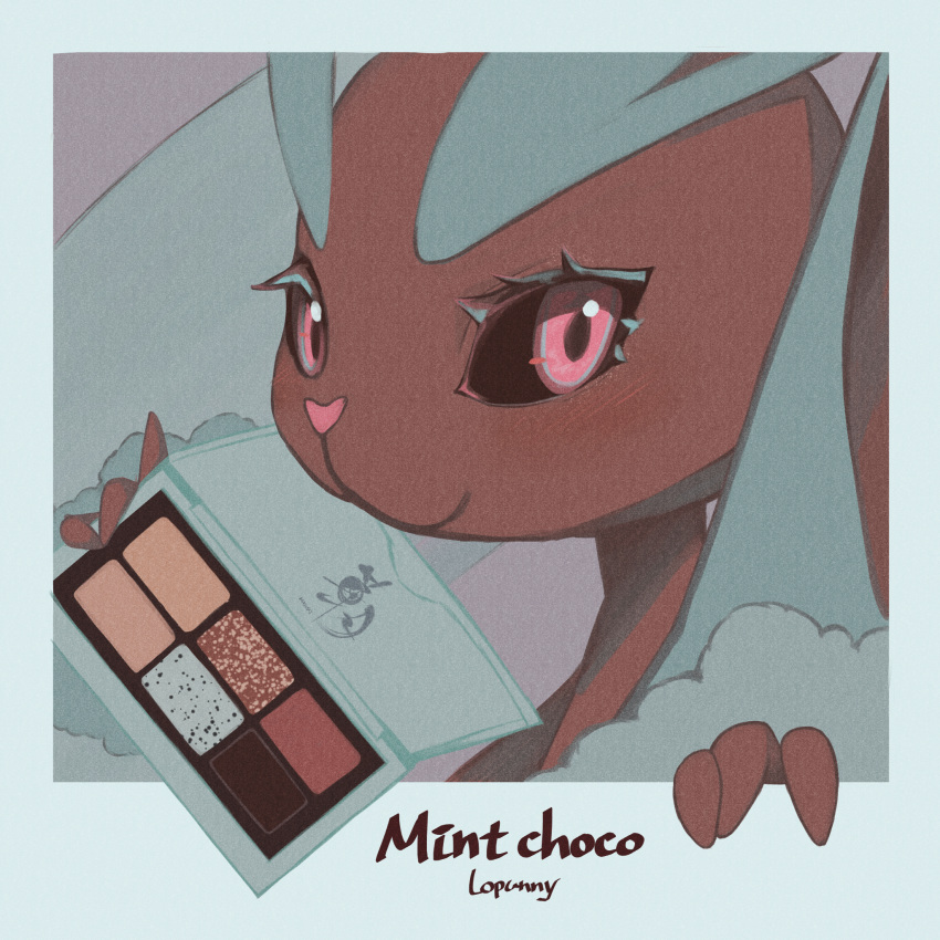 1girl, :3, alternate_color, alternate_shiny_pokemon, animal_nose, black_sclera, blue_border, blue_fur