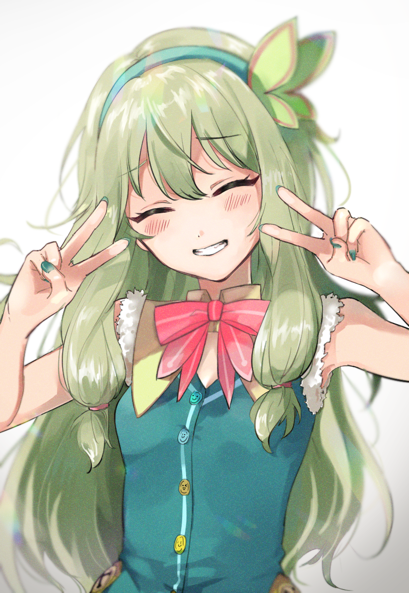 !, 1girl, back_bow, bow, bowtie, butterfly_hair_ornament, closed_eyes, dancing_omochi