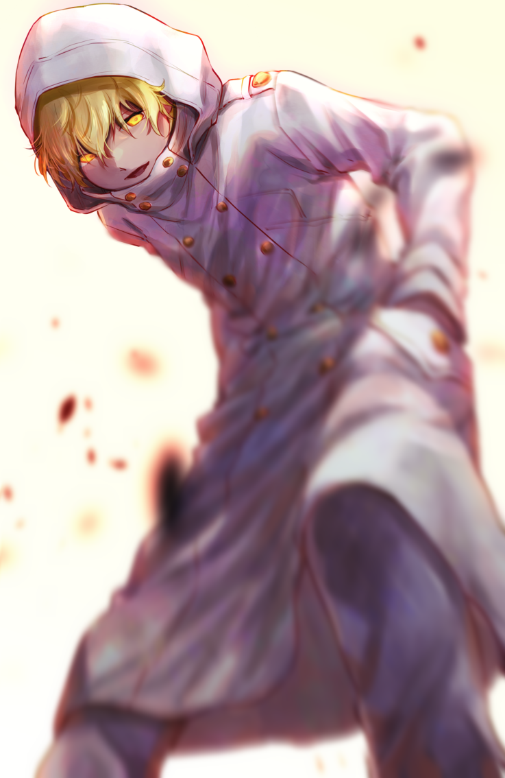 1boy, bleach, bleach:_sennen_kessen-hen, blonde_hair, blurry, blurry_foreground, buttons, coat