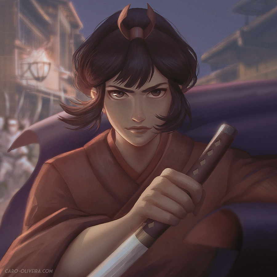 1girl, caro_oliveira, cowboy_shot, eboshi, holding, holding_sword, holding_weapon, japanese_clothes