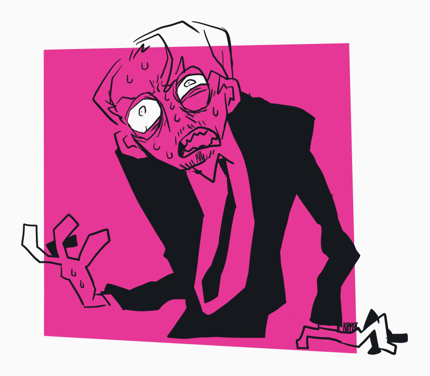 1boy, absurdres, beard_stubble, border, collared_shirt, commentary, constricted_pupils, cropped_legs