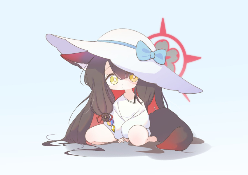 >_<, 1girl, :3, animal_ears, blue_archive, chibi, chibi_inset, chibi_only