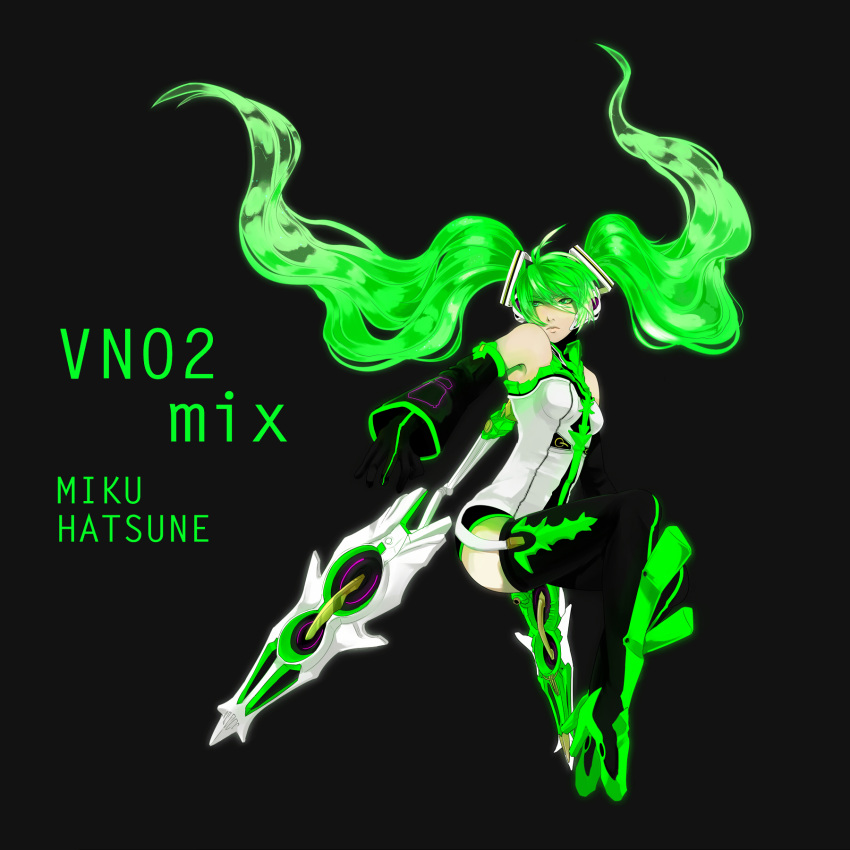 adult, bad_id, bangs, detached_sleeves, gloves, glowing, green_eyes, green_hair