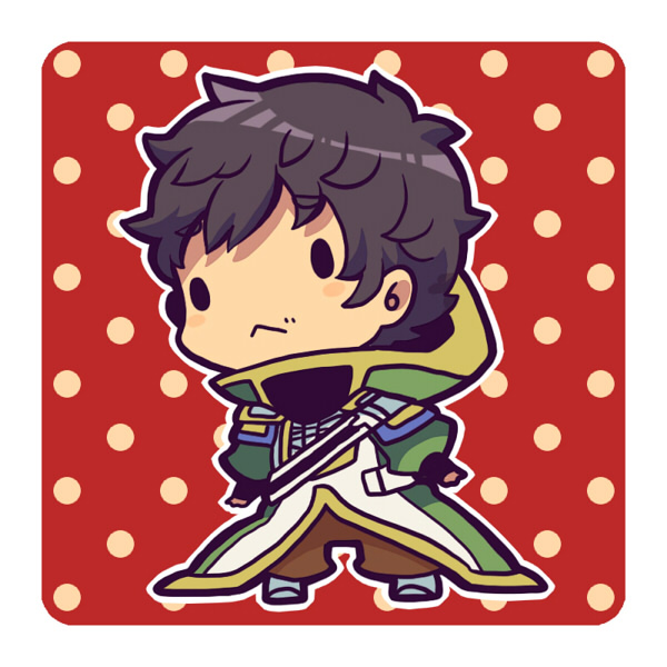 1boy, black_hair, border, brown_pants, chibi, chibi_only, closed_mouth, coat