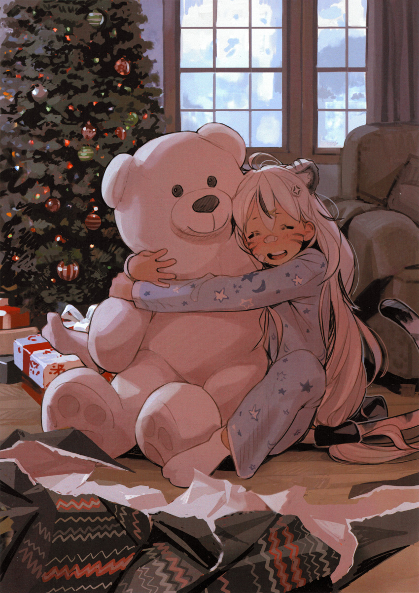 1boy, :d, absurdres, ahoge, animal_ears, bandaid, bandaid_on_cheek, bandaid_on_face