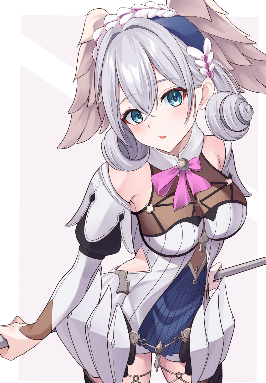 1girl, absurdres, blue_eyes, braid, cape, commentary, crown_braid, curly_hair