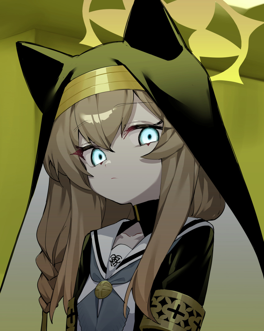 1girl, absurdres, animal_ear_headwear, animal_ears, blue_archive, blue_eyes, closed_mouth, coif