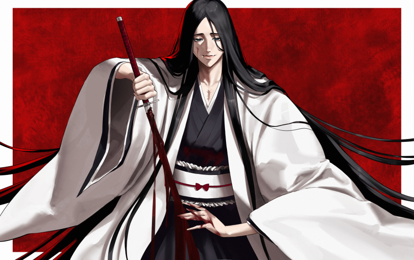 1girl, absurdres, black_hair, bleach, bleach:_sennen_kessen-hen, blue_eyes, braid, breasts