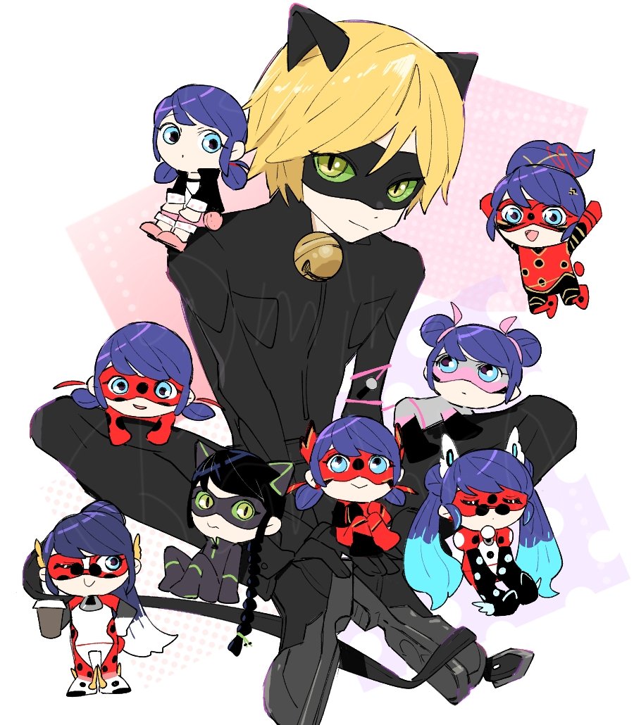 adrien_agreste, animal_ears, bell, black_bodysuit, black_jacket, black_mask, blazer, blonde_hair