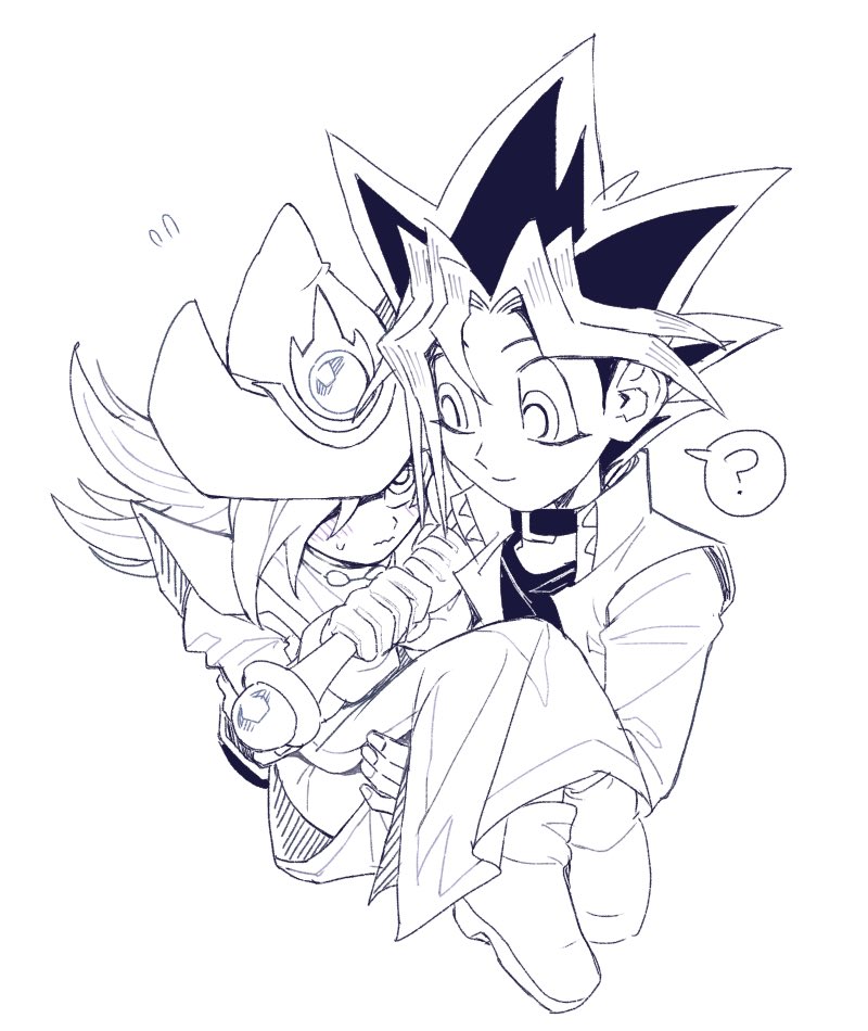 1boy, 1girl, ?, blush, carrying, choker, duel_monster, gloves
