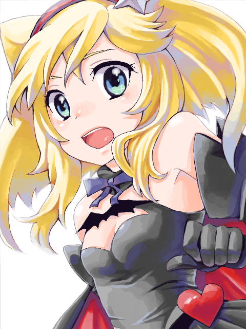blonde_hair, blue_eyes, blush, bow, breasts, buna-shimeji_(lemon), cleavage, gothic_lolita