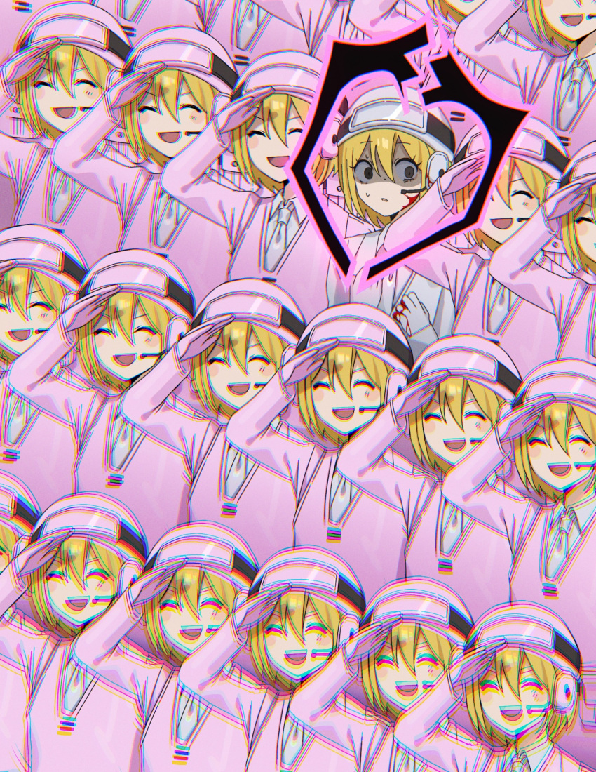 6+girls, army_in_black, clone, collared_shirt, don_quixote_(project_moon), e.g.o_(project_moon), employee_(project_moon), empty_eyes