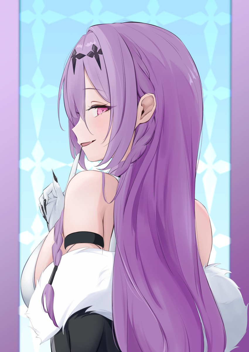 1girl, absurdres, aonossco, azur_lane, bare_shoulders, braid, coat, finger_to_mouth