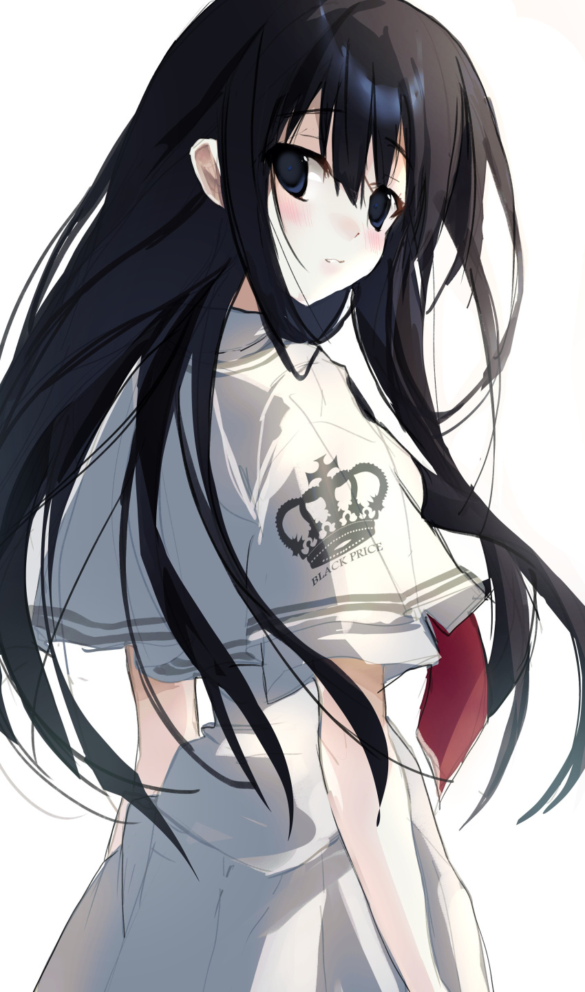 1girl, absurdres, black_eyes, black_hair, blush, bright_pupils, capelet, commentary_request