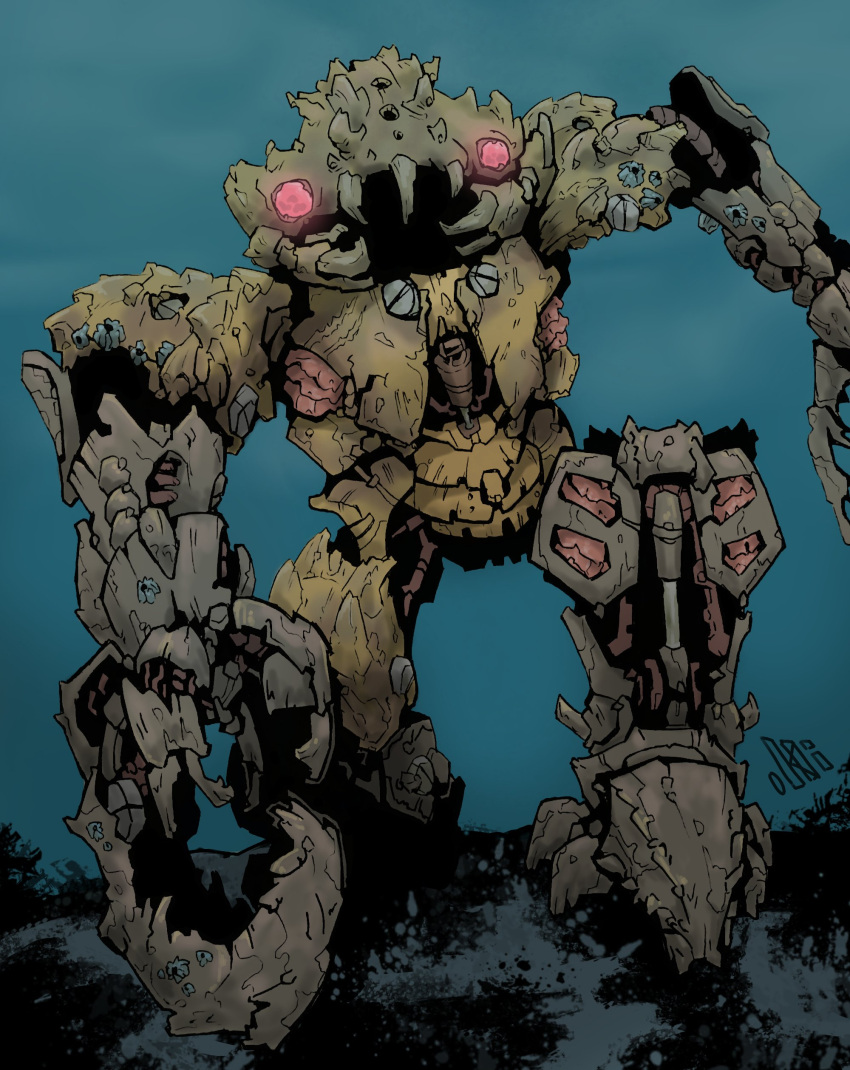 absurdres, artist_name, barraki_(bionicle), bionicle, carapar_(bionicle), glowing, glowing_eyes, highres