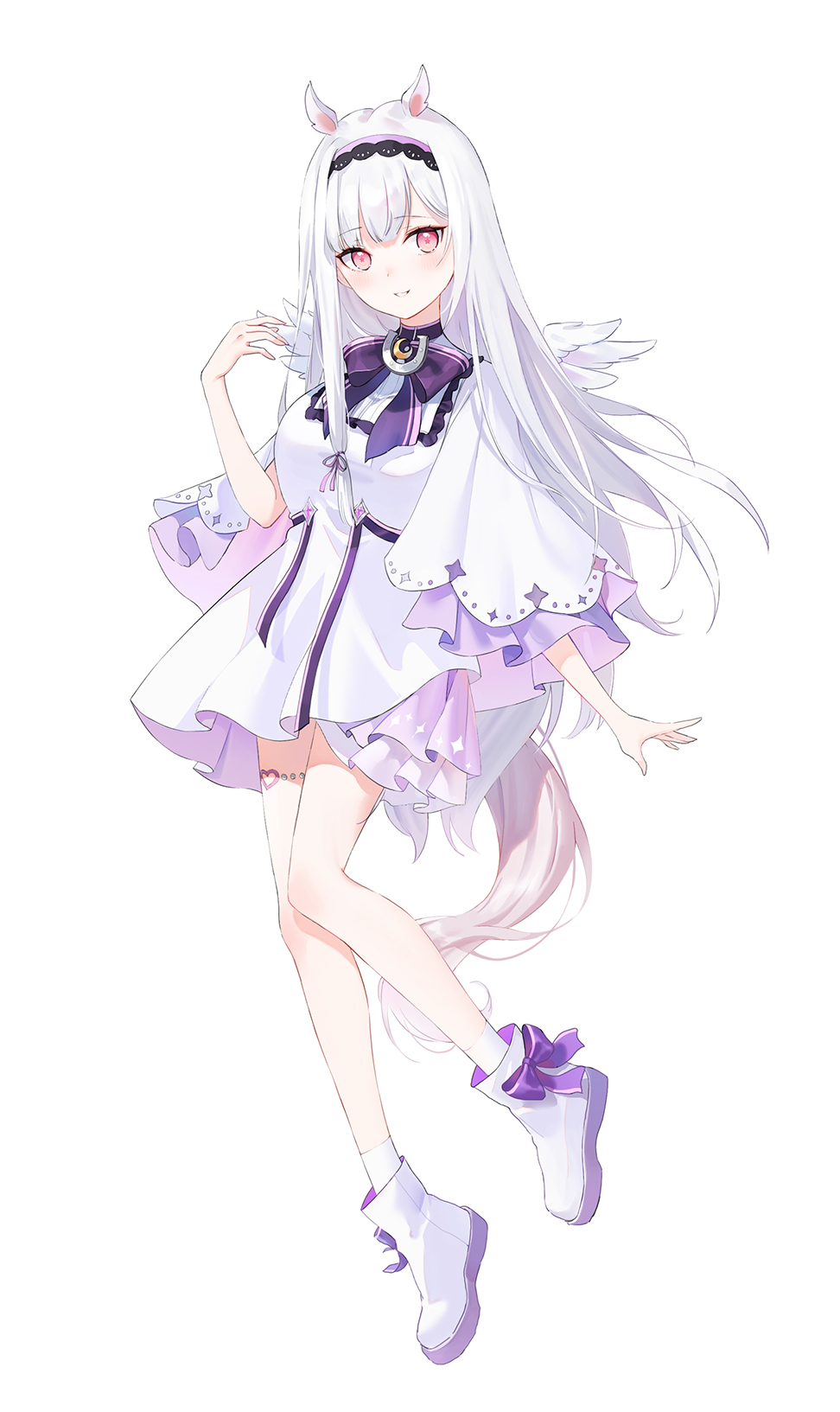 1girl, aletta_sky, animal_ears, black_headband, blush, boots, bow, breasts