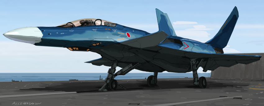 absurdres, aircraft, aircraft_carrier, airplane, blue_sky, commentary_request, day, fighter_jet