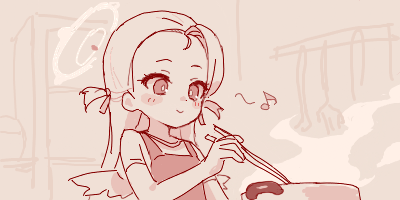 1girl, alternate_costume, apron, blue_archive, blush, chopsticks, closed_mouth, cooking