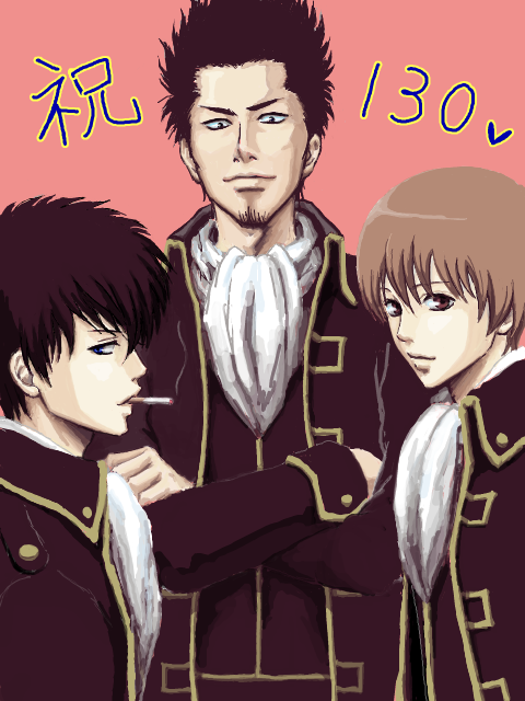 black_hair, blonde_hair, gintama, hijikata_toshirou, kondo_isao, okita_sougo