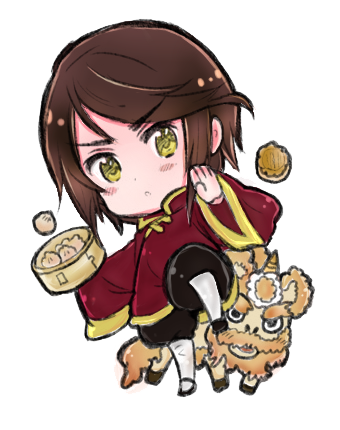 axis_powers_hetalia, brown_hair, chibi, chinese_clothes, himaruya_hidekazu, hong_kong_(hetalia), male, short_hair