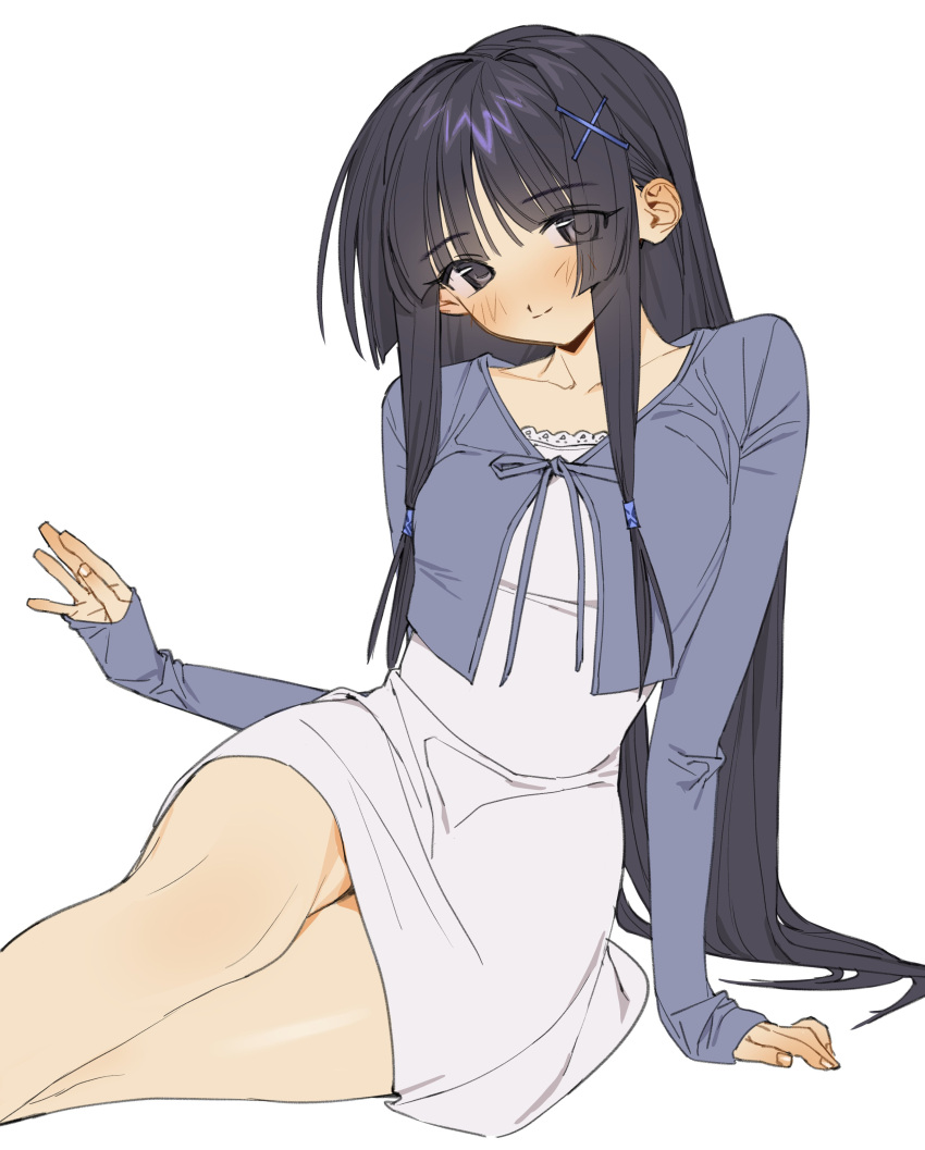 1girl, absurdres, black_eyes, black_hair, blush, breasts, commission, crop_top