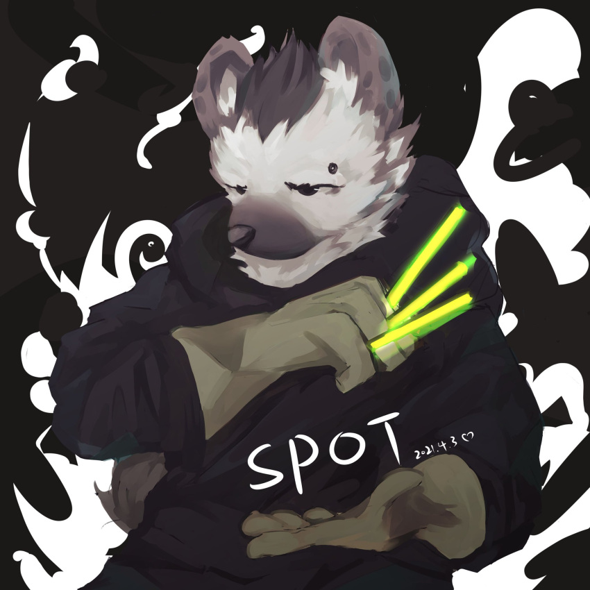 1boy, arknights, between_fingers, black_background, black_eyes, black_hoodie, character_name, dated