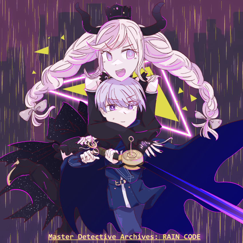 >:), 1boy, 1girl, :d, arms_on_another's_shoulder, bare_shoulders, black_dress, black_footwear