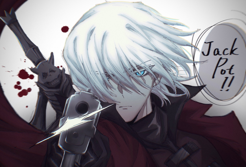 1boy, blue_eyes, closed_mouth, coat, dante_(devil_may_cry), devil_may_cry_(anime), devil_may_cry_(series), ebony_&amp;_ivory