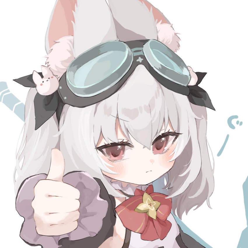 1girl, animal_ear_fluff, animal_ears, ascot, azur_promilia, closed_mouth, crossed_bangs, frilled_sleeves