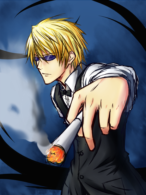 bowtie, cigarette, durarara!!, foreshortening, formal, heiwajima_shizuo, male, oukawa_yuu