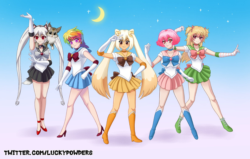 cassie_(crush_crush), crush_crush, elle_(crush_crush), iro_(crush_crush), mio_(crush_crush), quill_(crush_crush), sailor_moon_(cosplay), twintails