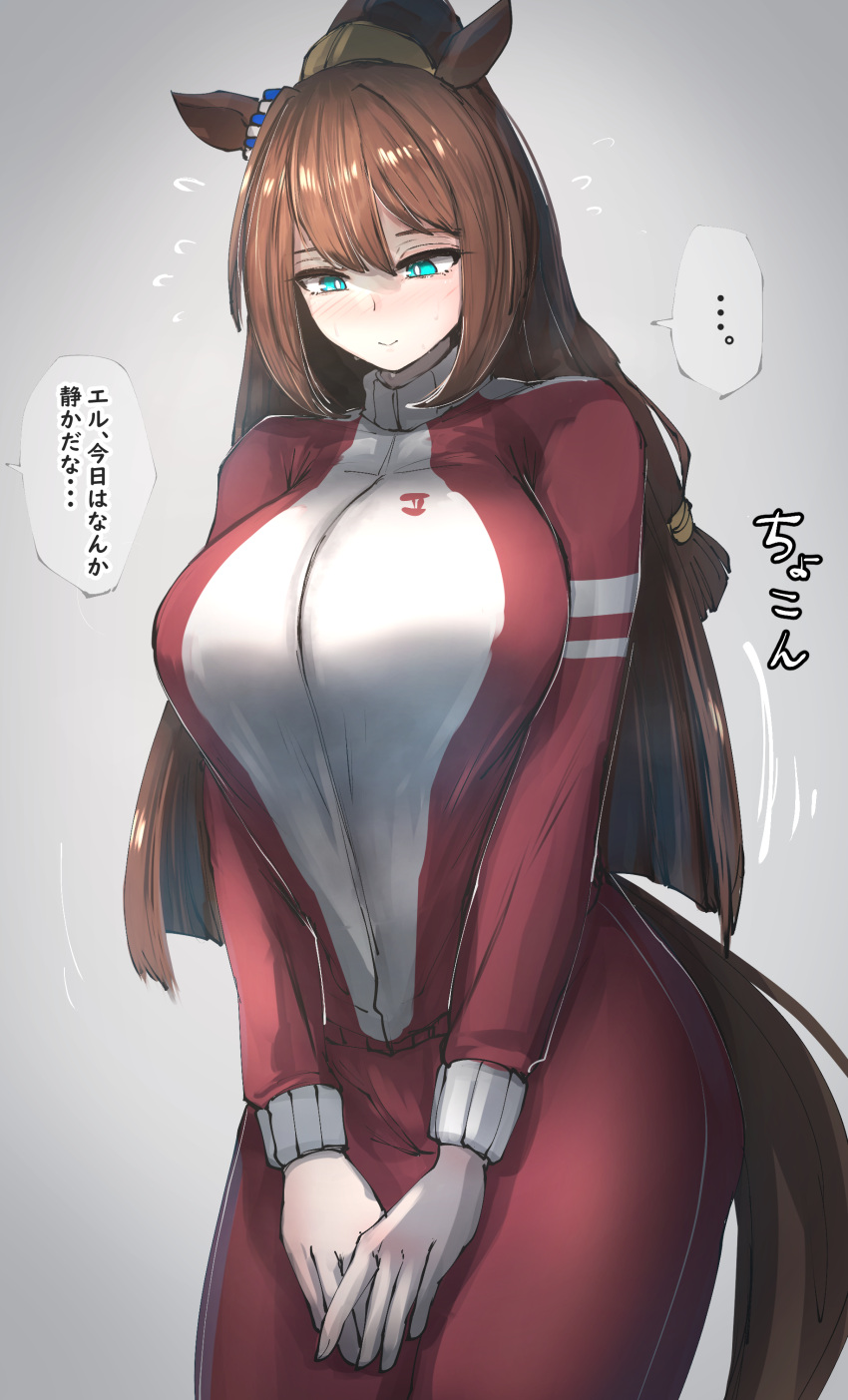 ..., 1girl, absurdres, animal_ears, aqua_eyes, breasts, brown_hair, commentary_request